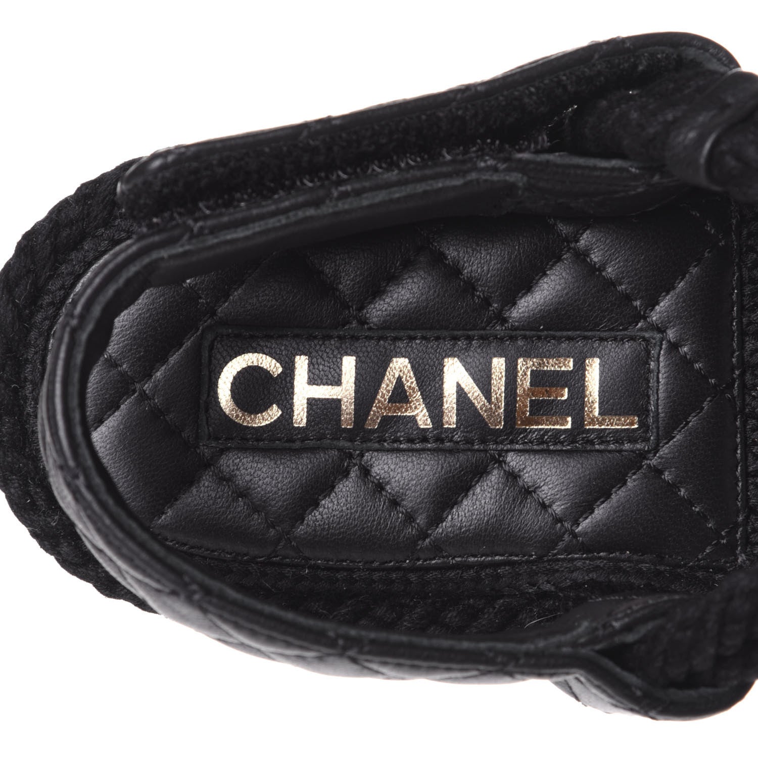 Chanel Cord Lambskin Quilted Logo Sandals 38 Black 9 of 11