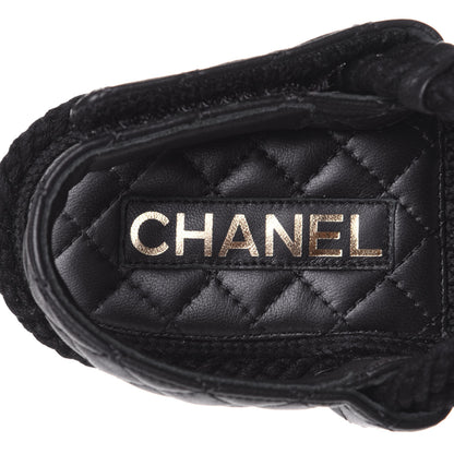 Chanel Cord Lambskin Quilted Logo Sandals 38 Black 9 of 11