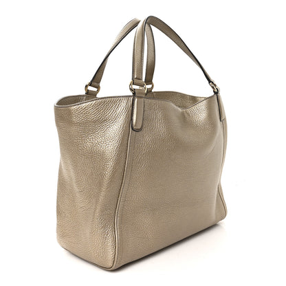 Gucci Metallic Pebbled Calfskin Medium Soho Shoulder Bag Golden Beige 3 of 10