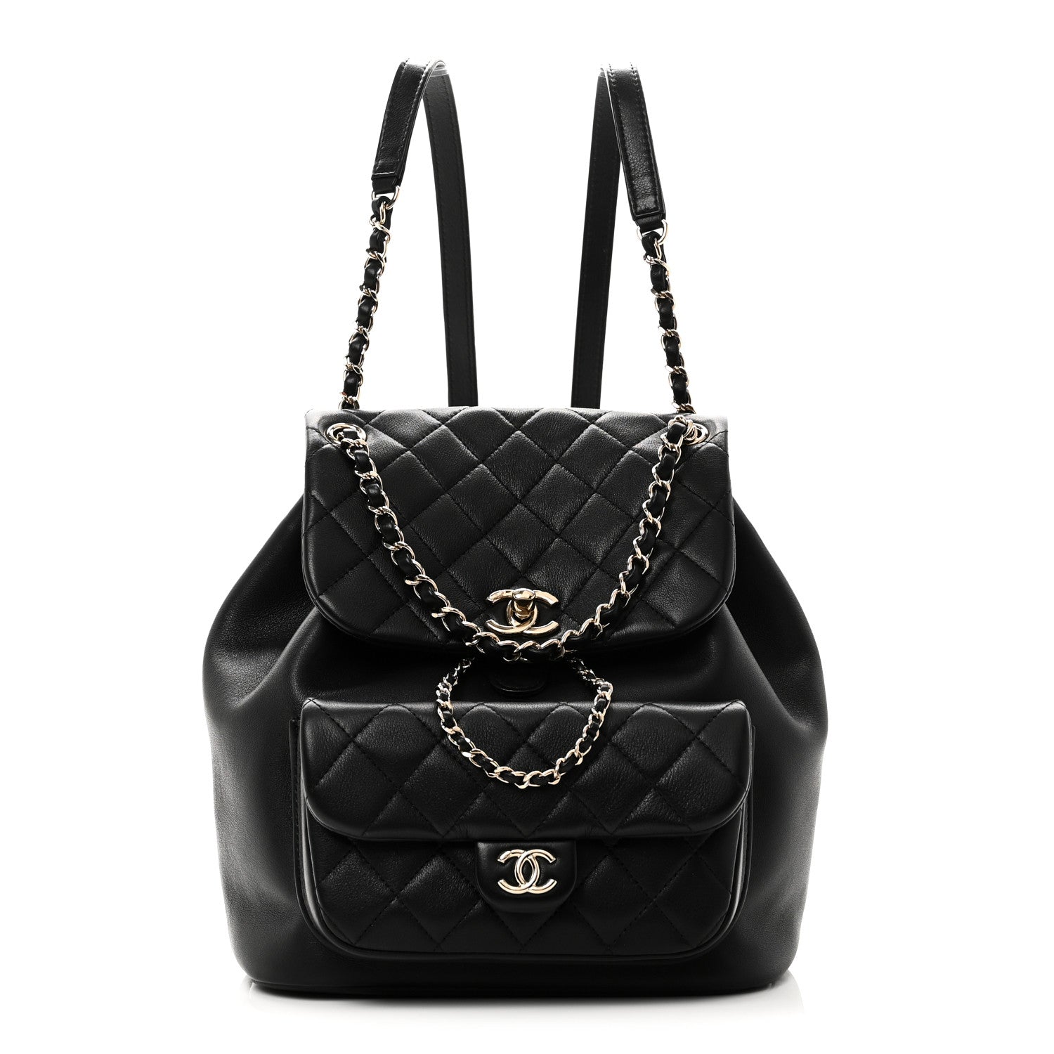 Chanel Lambskin Quilted Large Duma Drawstring Backpack Black 1 of 10
