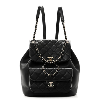 Chanel Lambskin Quilted Large Duma Drawstring Backpack Black 1 of 10
