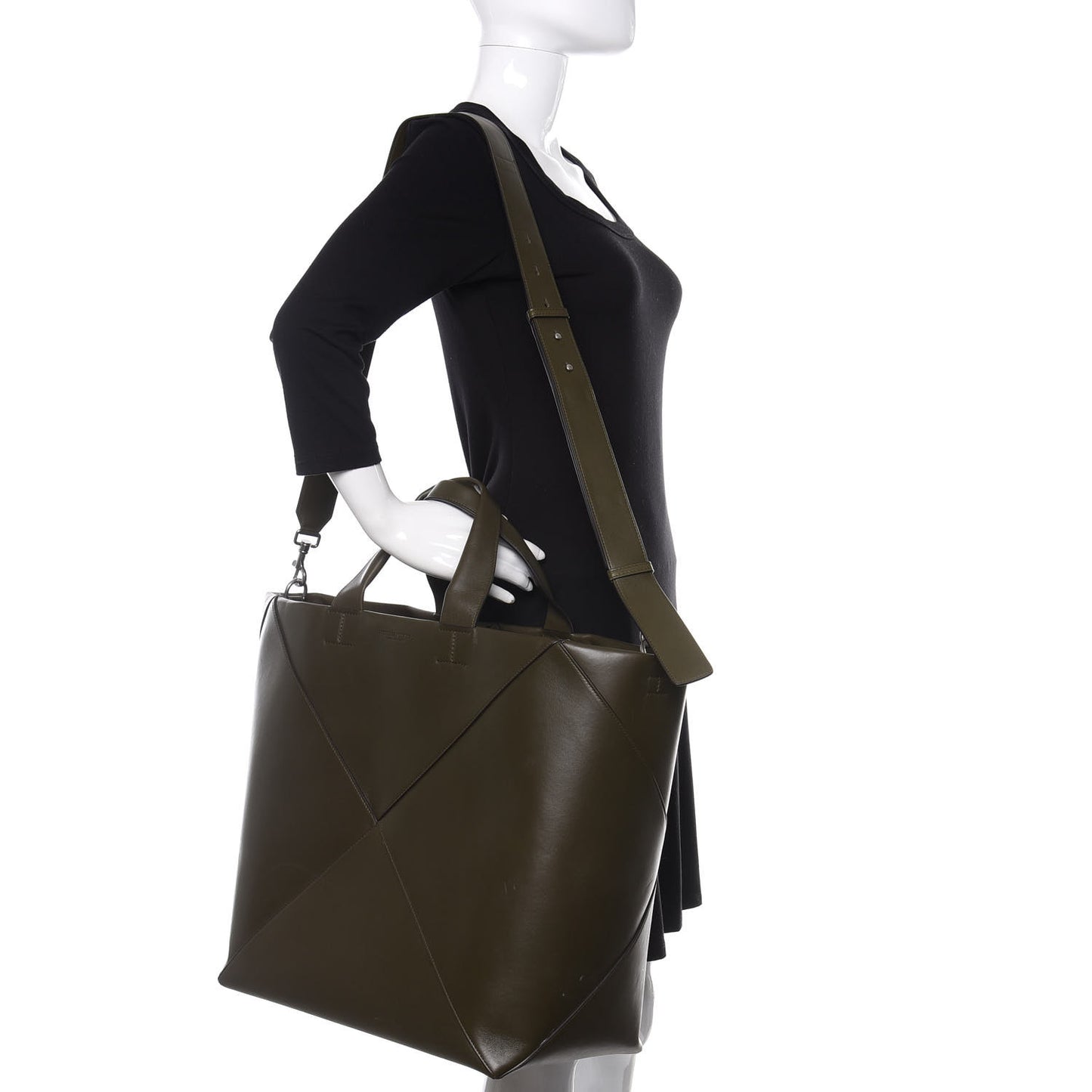 Butter Calfskin Patchwork Tote Army Green