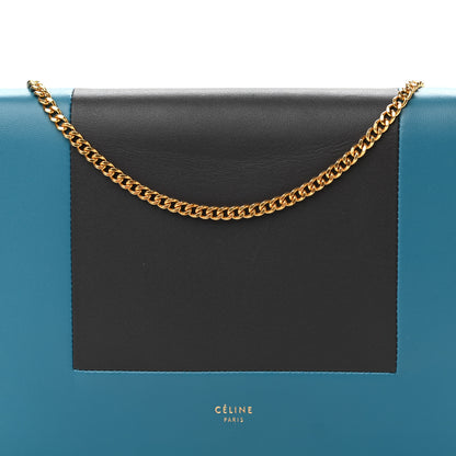 Celine Smooth Lambskin Frame Evening Chain Clutch Turchese Liquorice 7 of 11