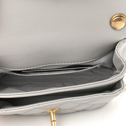 Chanel Calfskin Quilted Top Handle Flap Light Grey 5 of 9