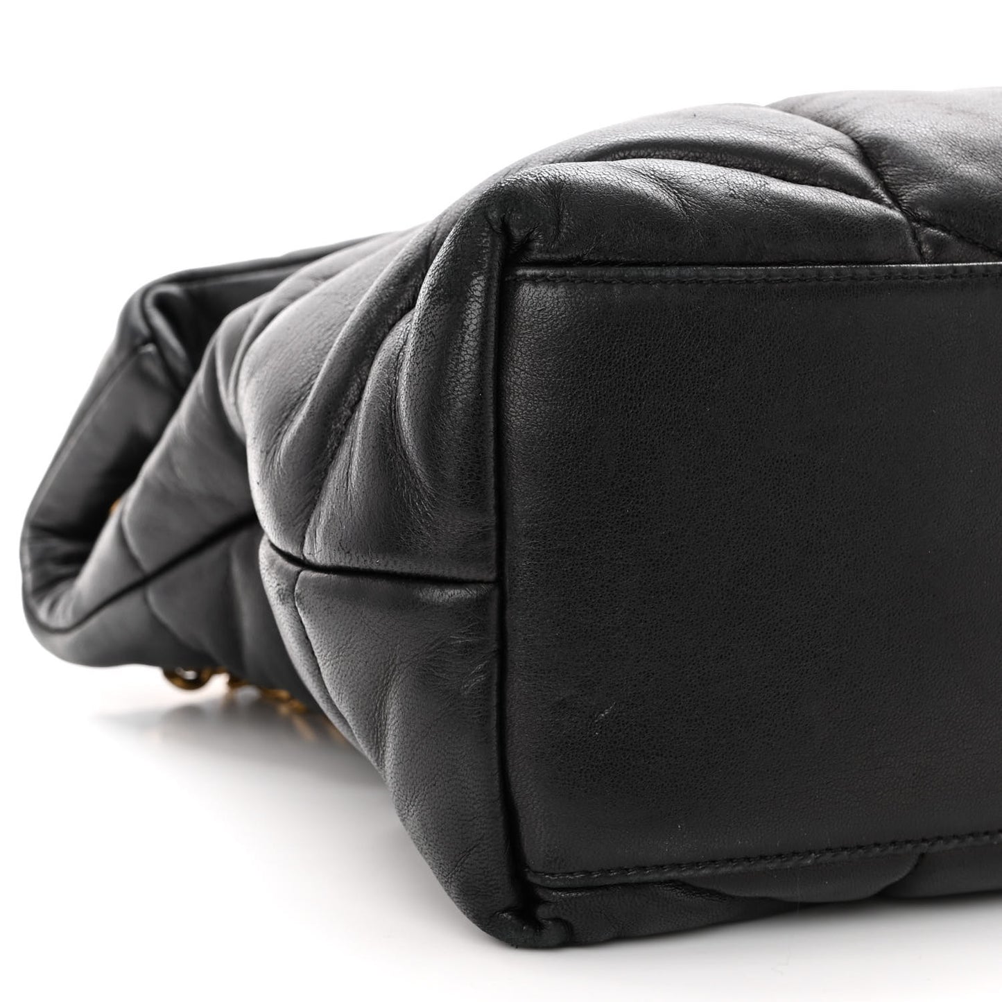 Lambskin Quilted Medium Loulou Puffer Monogram Chain Satchel Black