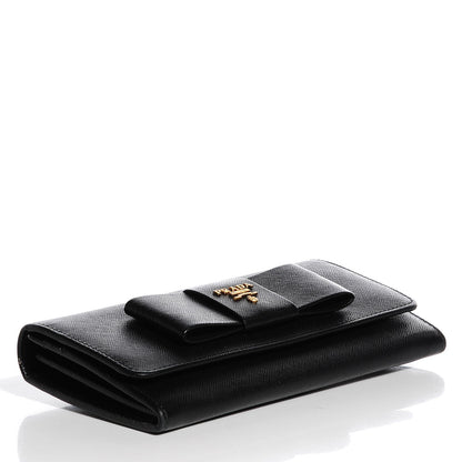 Prada Saffiano Bow Wallet Nero Black 4 of 8