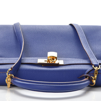 Hermes Togo Horseshoe Kelly Retourne 32 Bleu Electrique Rouge H 20 of 38