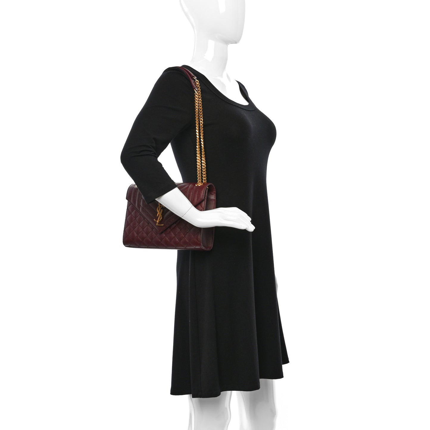 Grain De Poudre Textured Mixed Matelasse Medium Triquilt Monogram Satchel Rouge Legion
