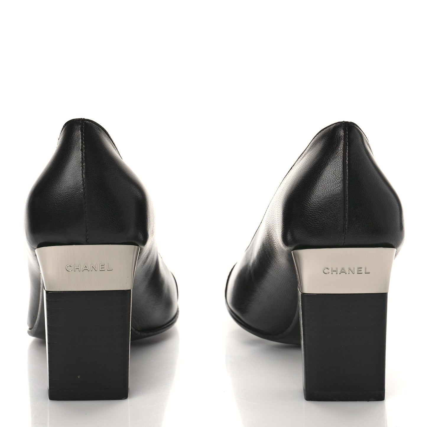 Lambskin Patent Cap Toe Pumps 37.5 Black