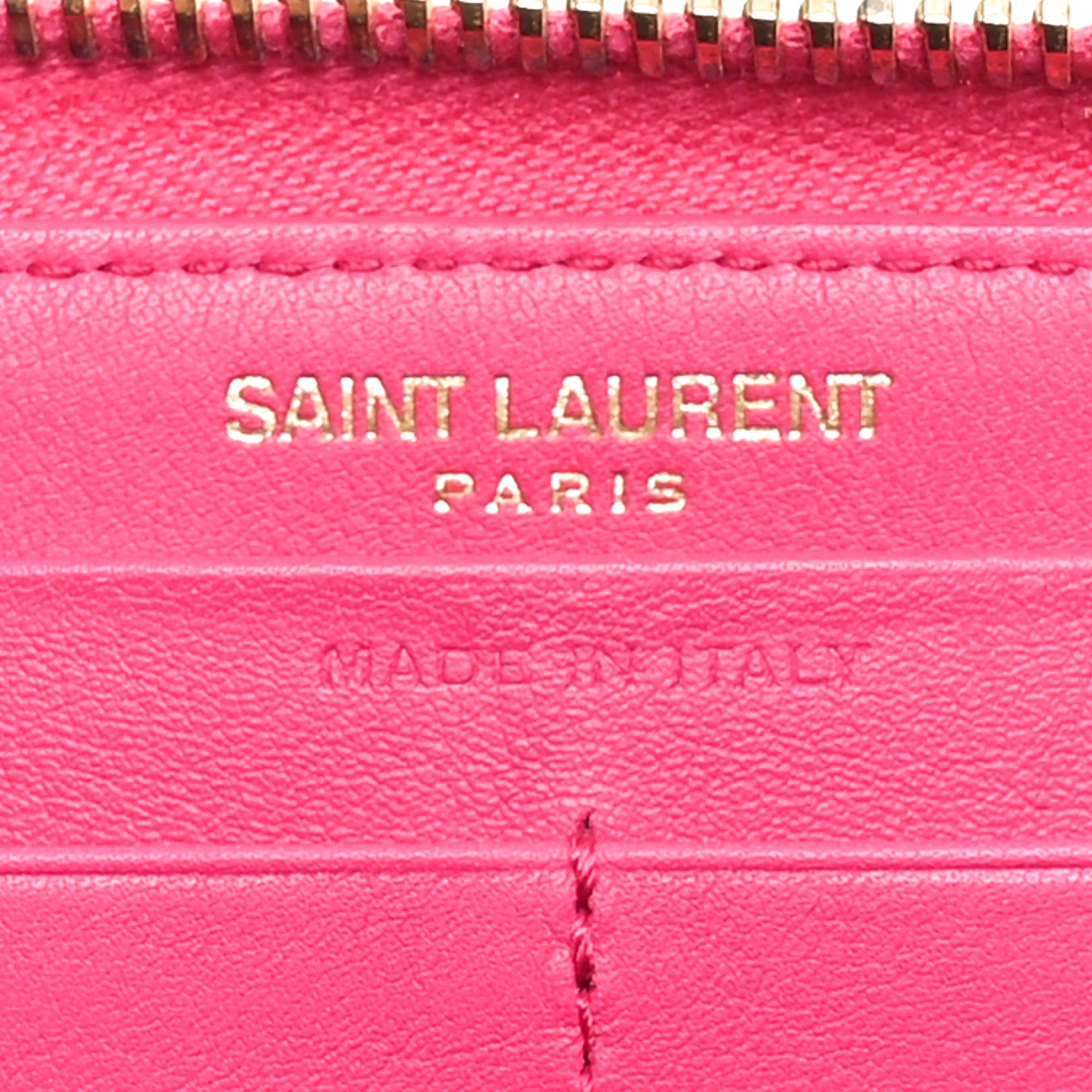 Saint Laurent Calfskin Monogram Zip Around Wallet Fuchsia 6 of 9