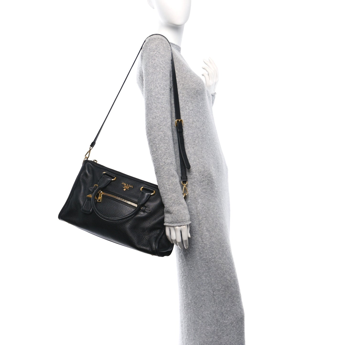Vitello Daino Shopping Satchel Black
