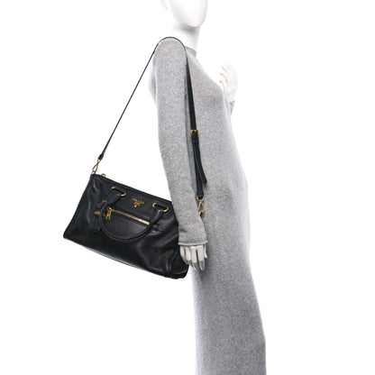Prada Vitello Daino Shopping Satchel Black 2 of 9
