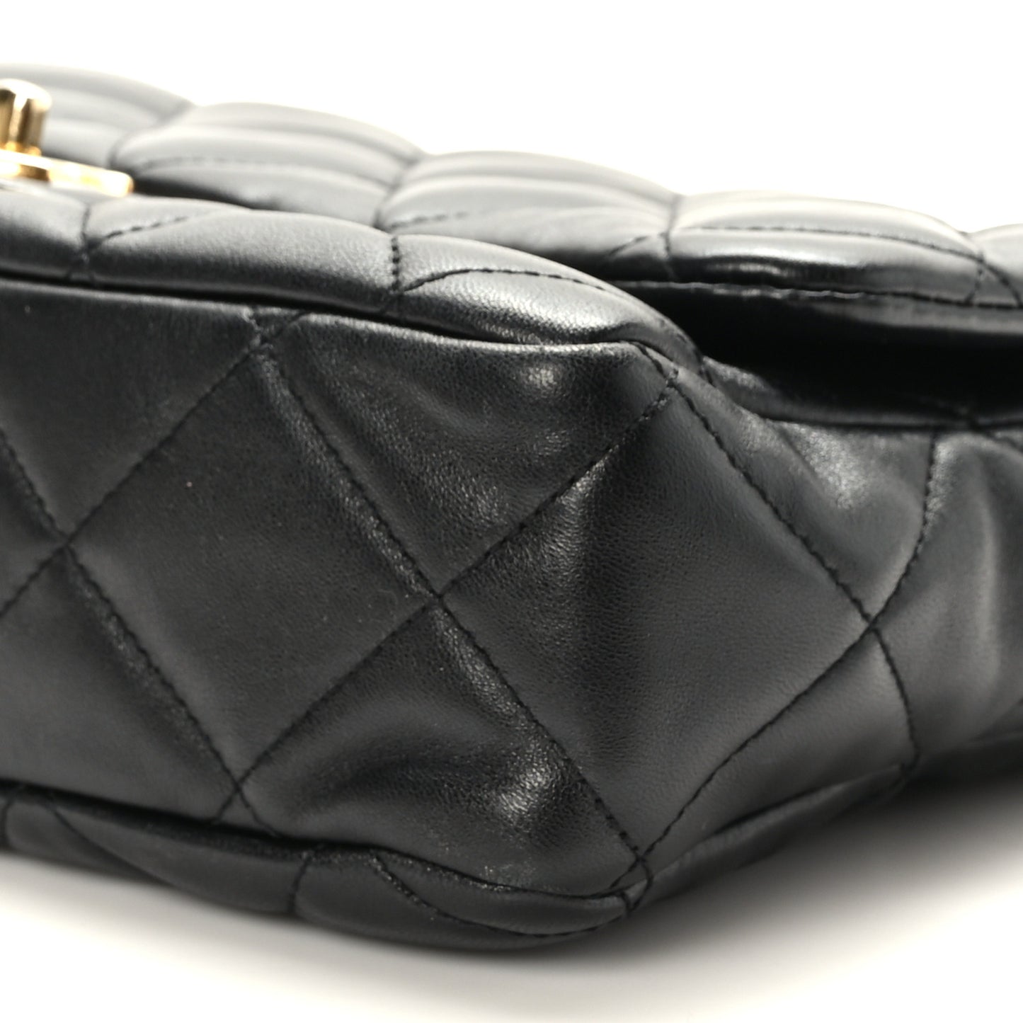 Lambskin Quilted Large CC Funky Town Flap Black