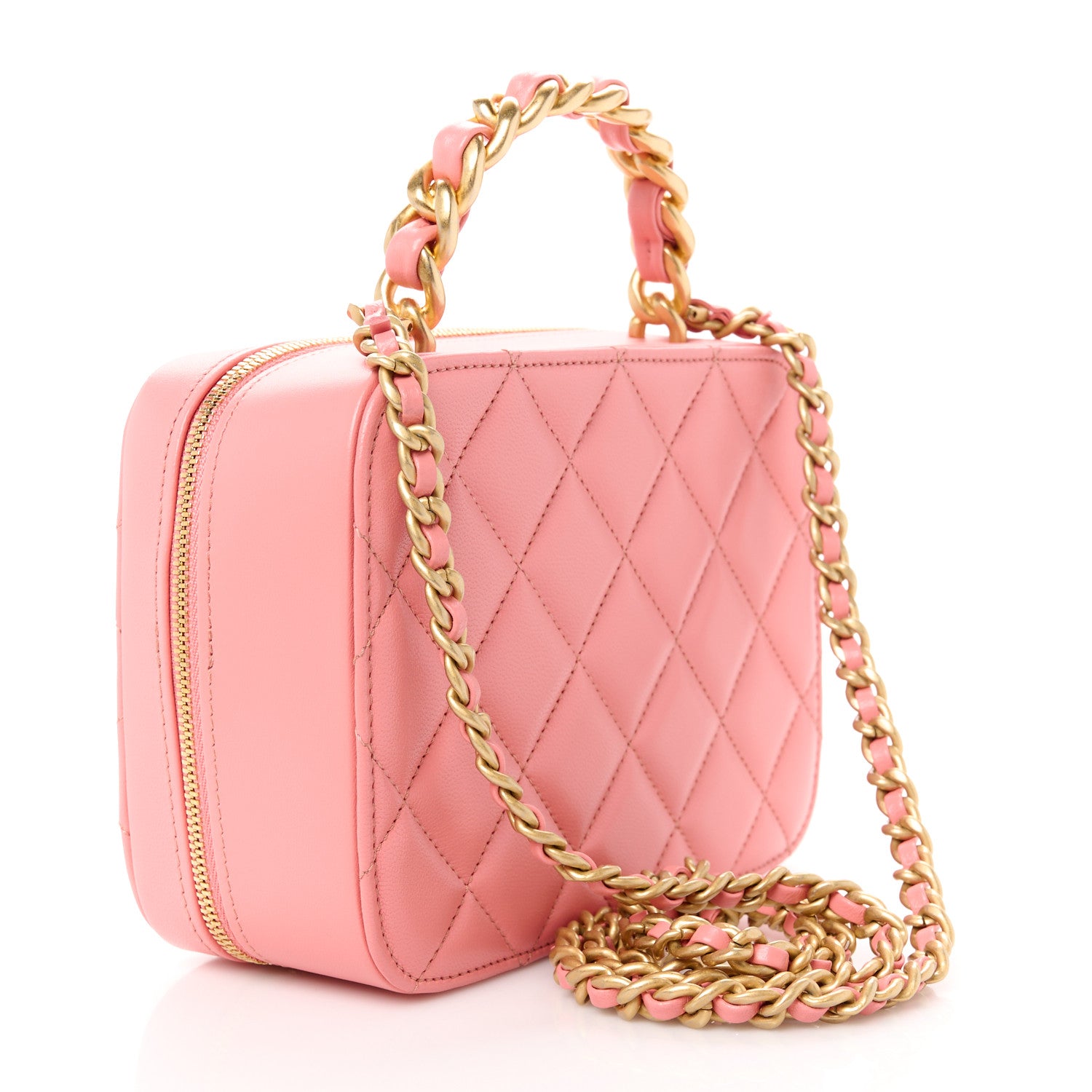 Chanel Lambskin Quilted Top Handle Small Vanity Case Pink 3 of 11