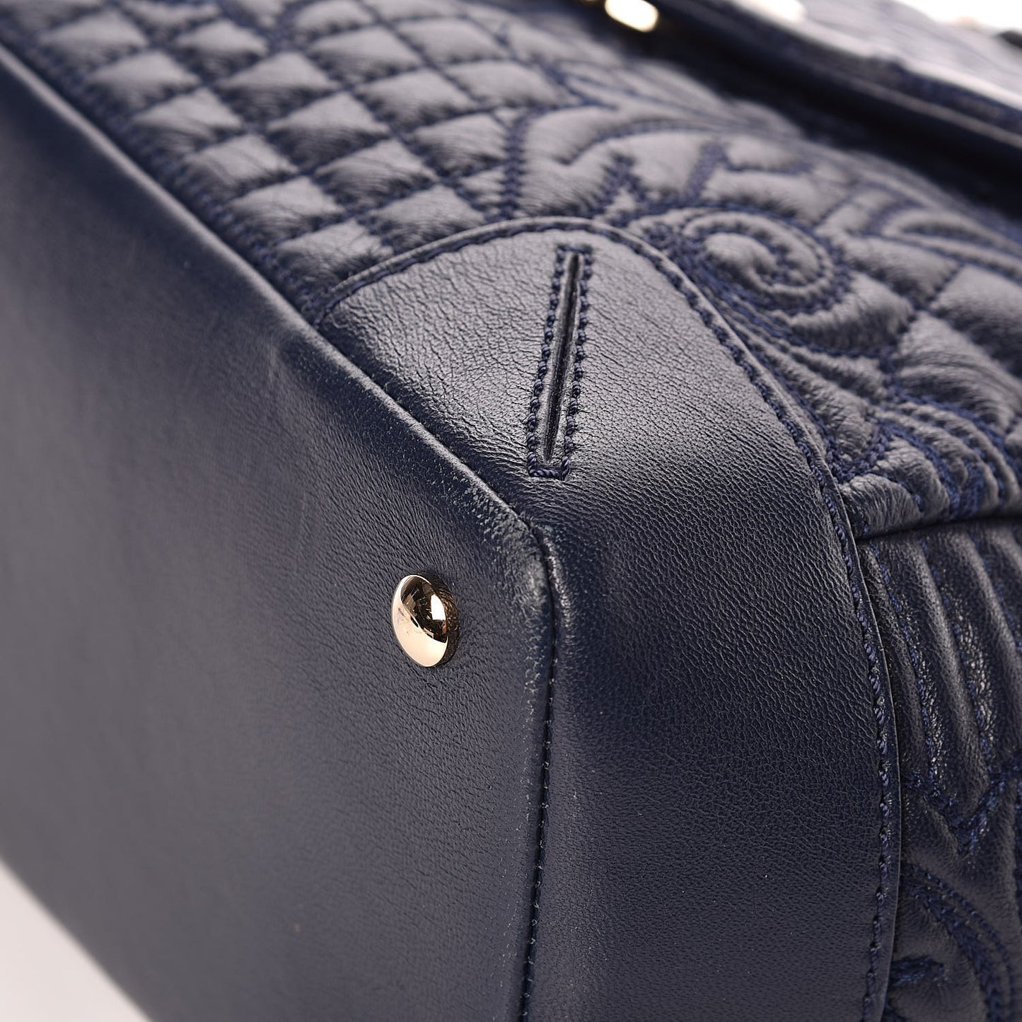 Barocco Quilted Nappa Altea Vanitas Satchel Blue