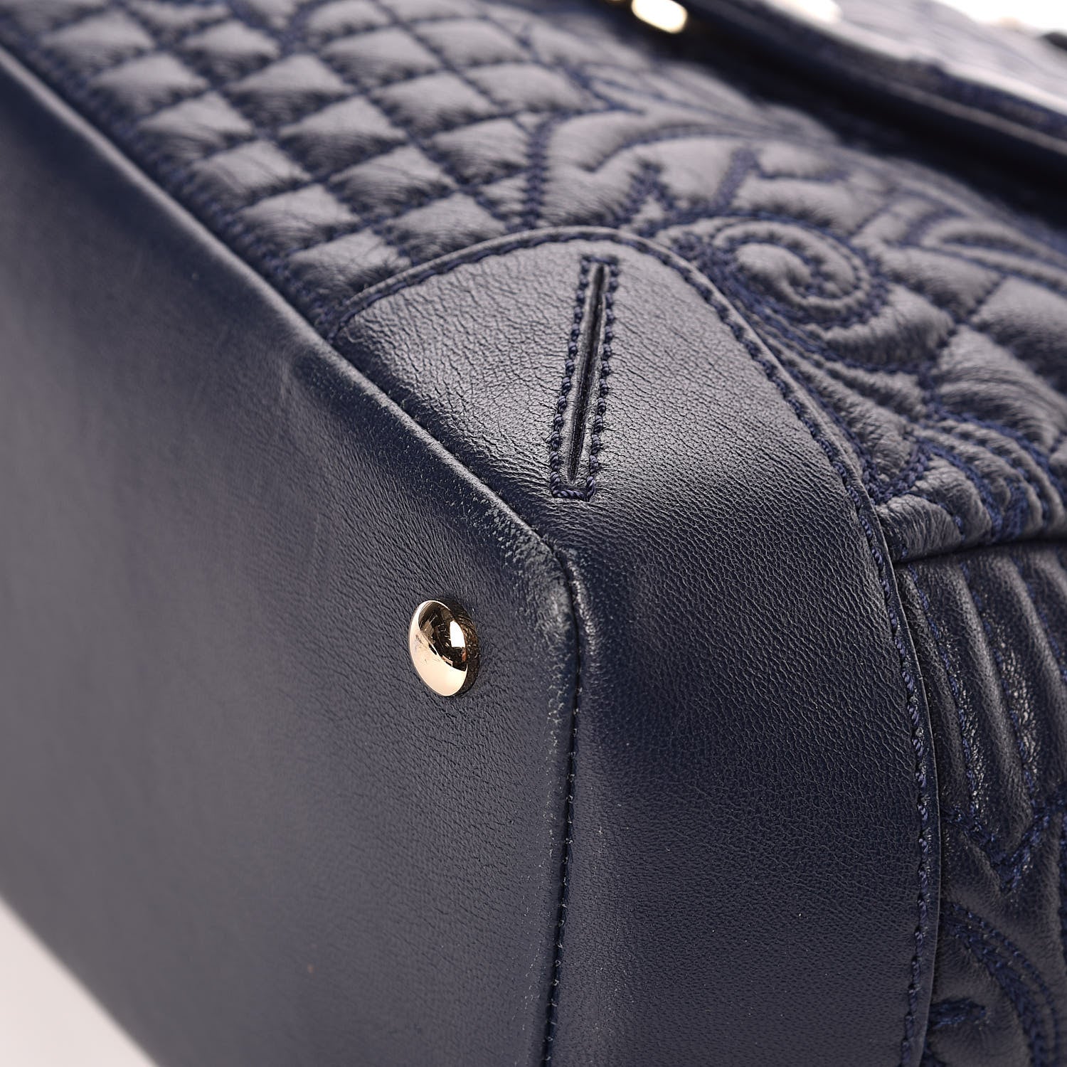 Versace Barocco Quilted Nappa Altea Vanitas Satchel Blue 12 of 13
