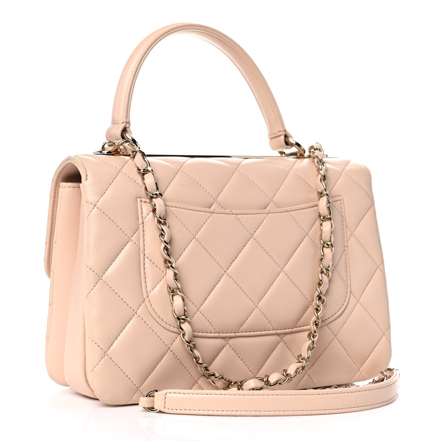 Lambskin Quilted Small Trendy CC Dual Handle Flap Bag Beige
