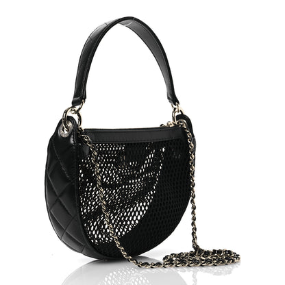 Chanel Mesh Shiny Lambskin Chain Hobo Black 4 of 16