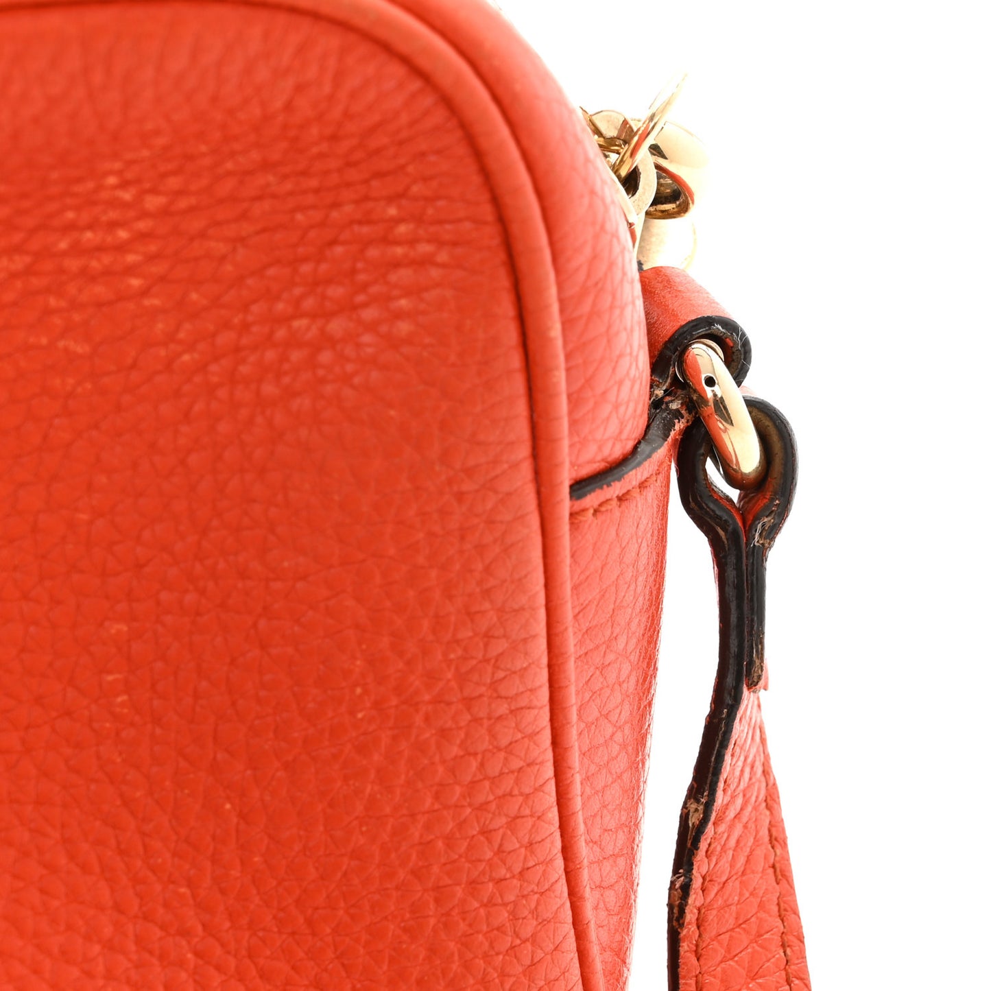 Pebbled Calfskin Small Soho Disco Bag Sun Orange