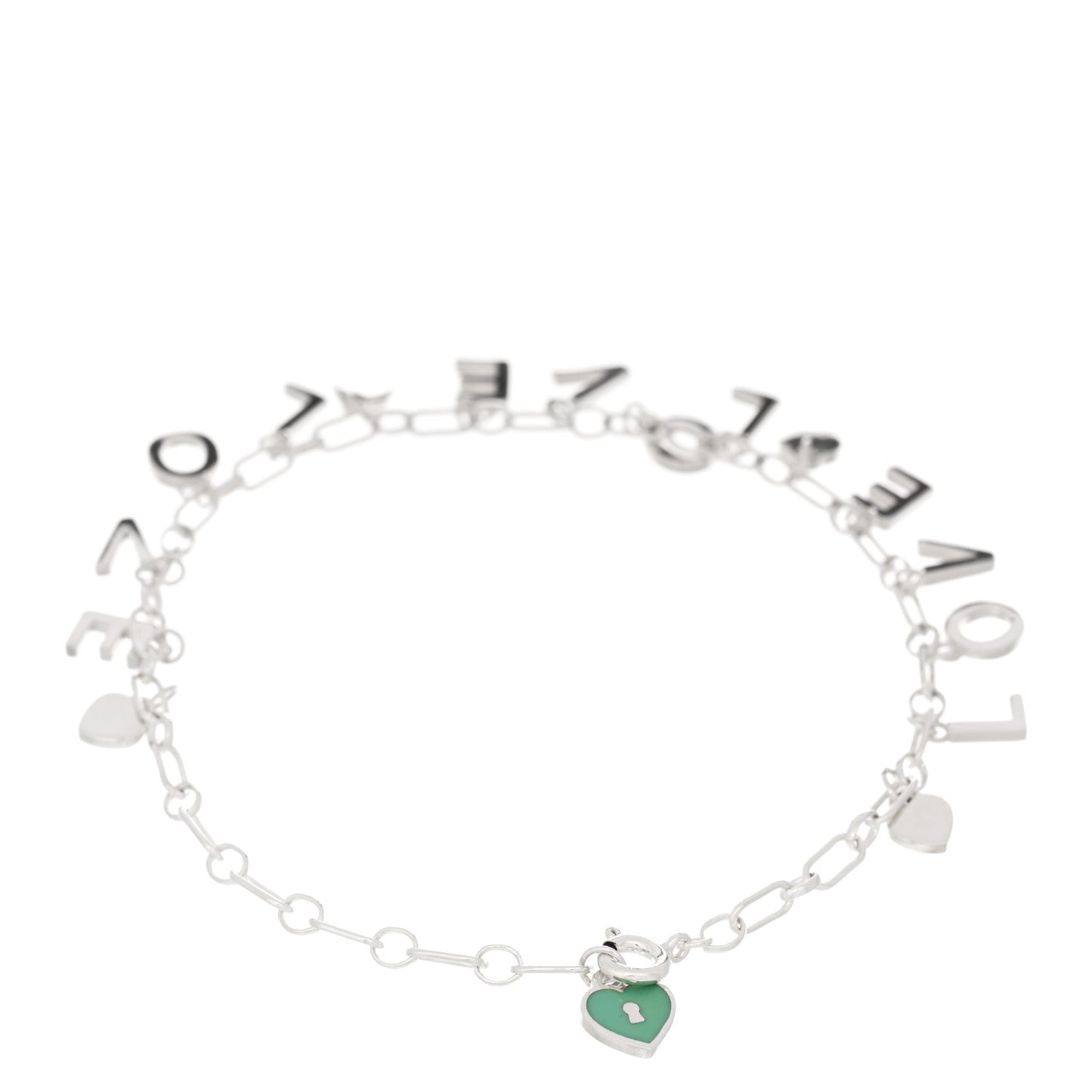 Sterling Silver Enamel Love Charm Bracelet Blue