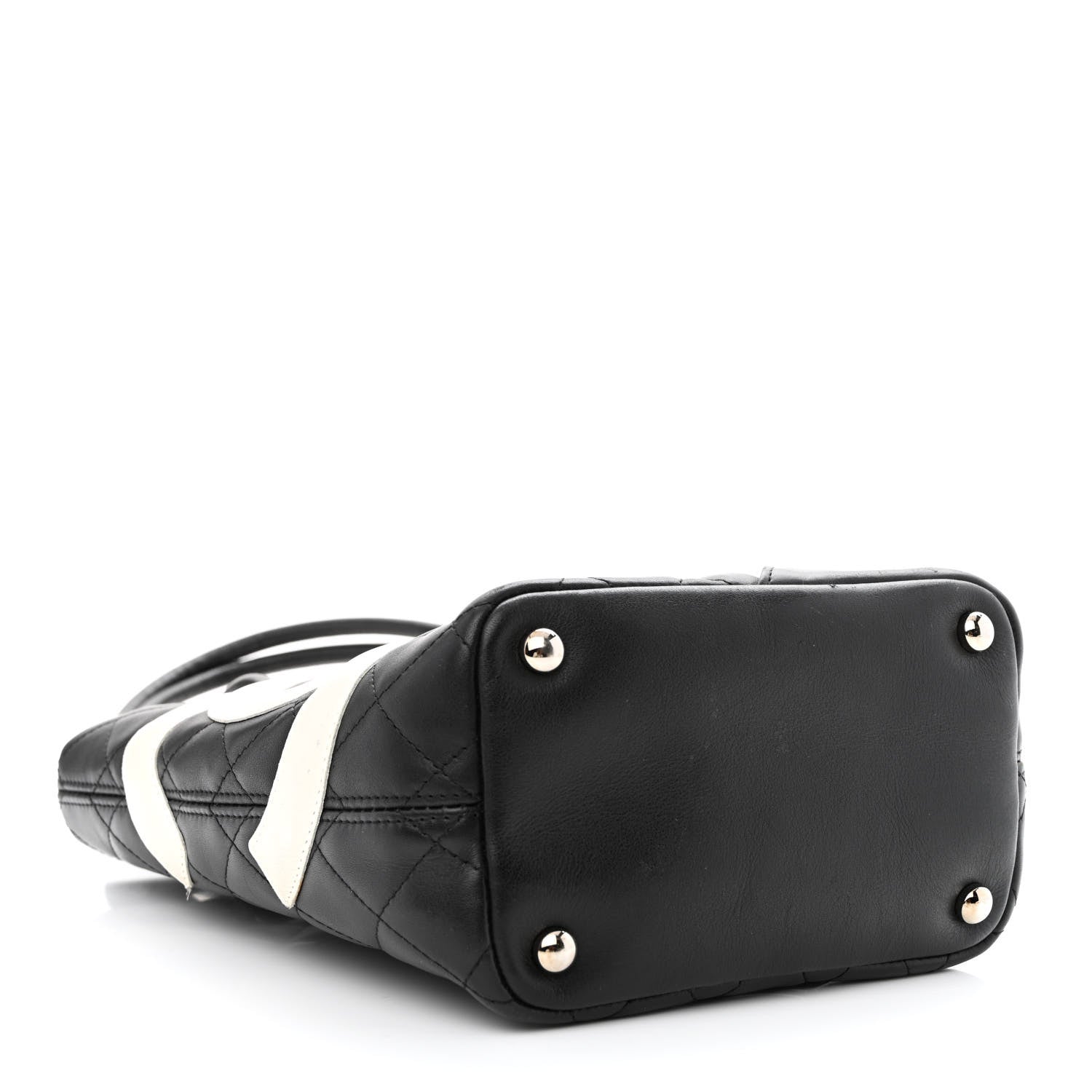 Chanel Calfskin Quilted Small Cambon Tote Black White 4 of 10