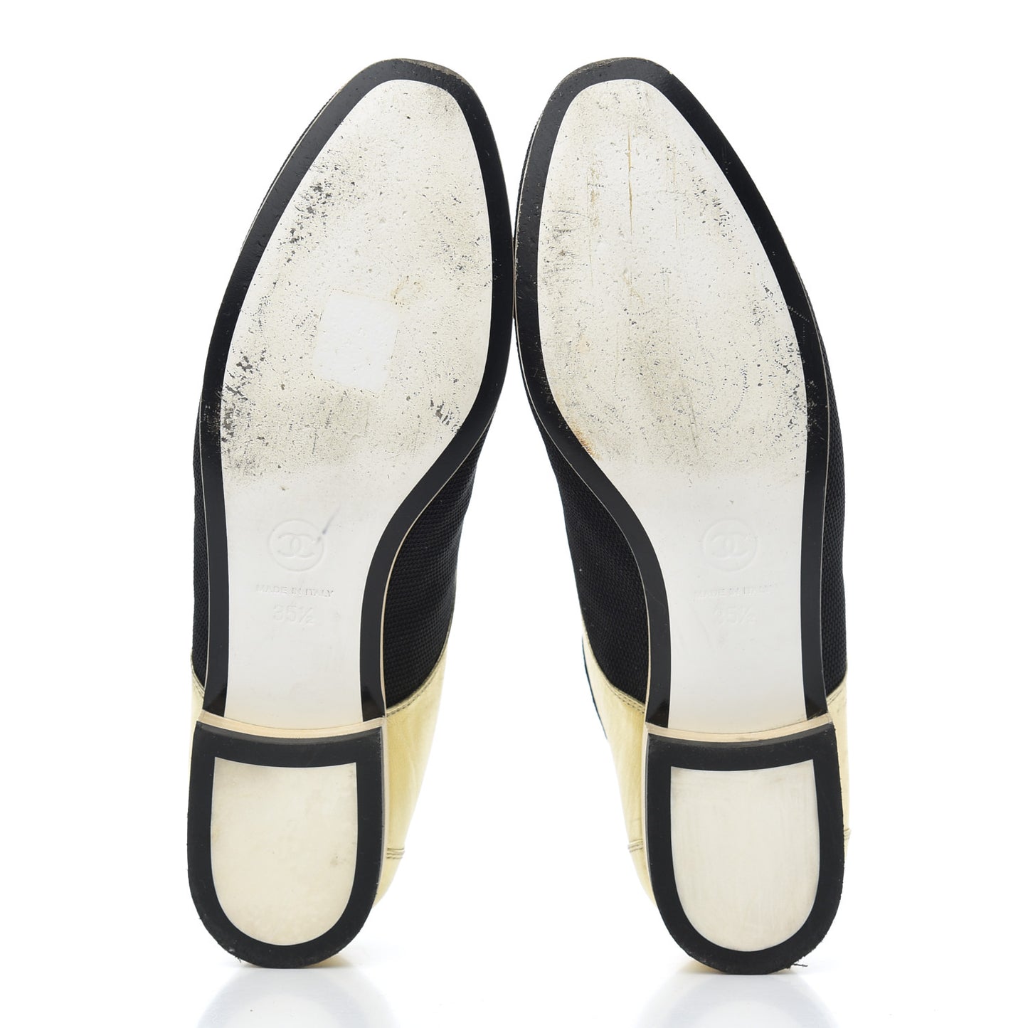 Metallic Lambskin CC Lace Up Oxfords 35.5 Dark Gold