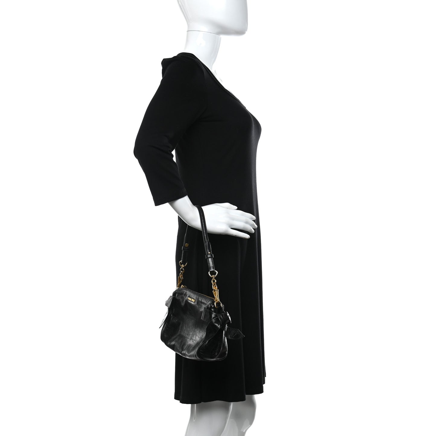 Vitello Lux Bow Bag Black
