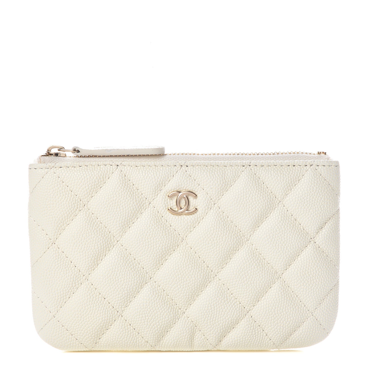 Caviar Quilted Small Cosmetic Case White