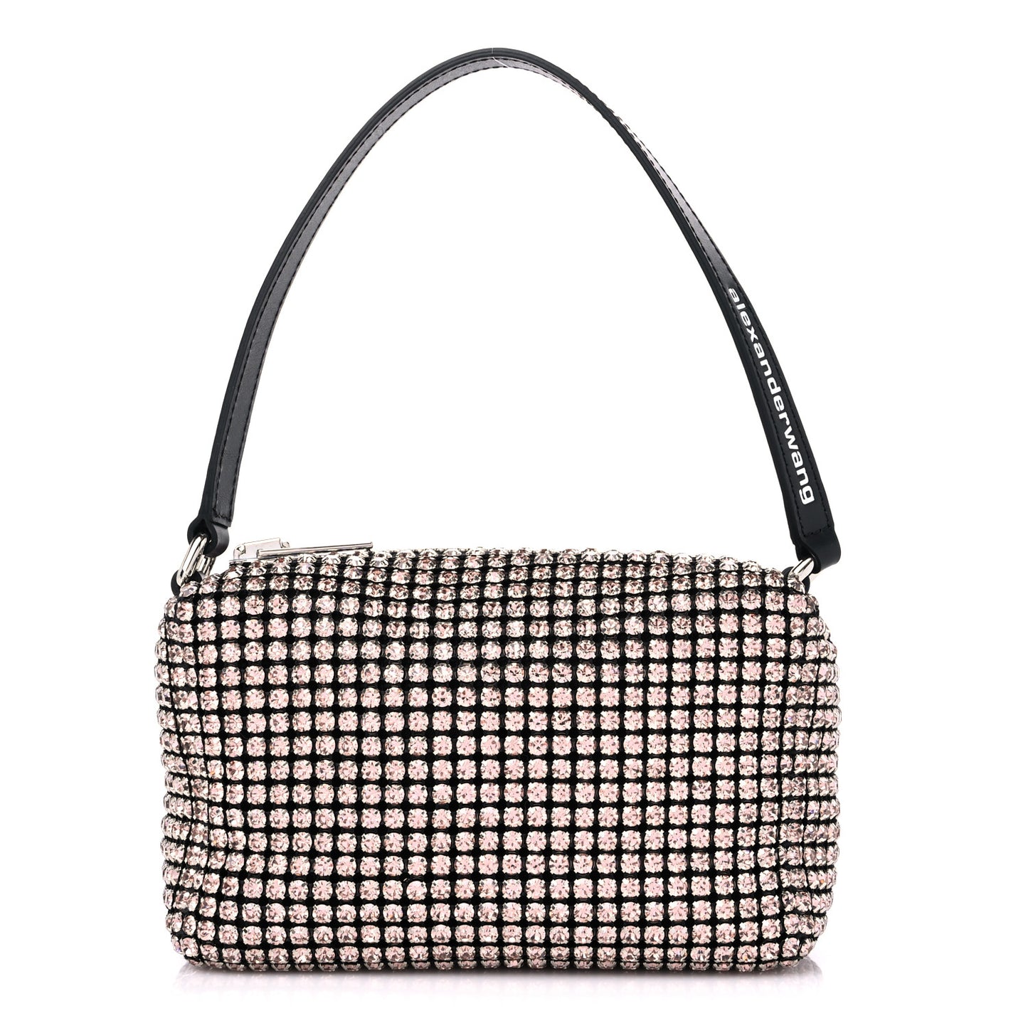 Mesh Crystal Rhinestone Mini Heiress Pouch Pink