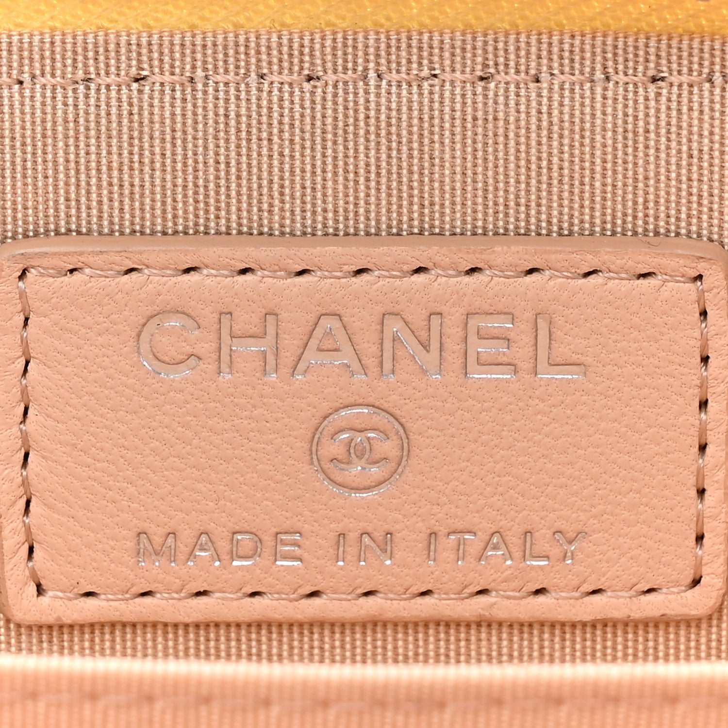 Chanel Lambskin Camellia Embossed Zip Coin Purse Yellow 7 of 10