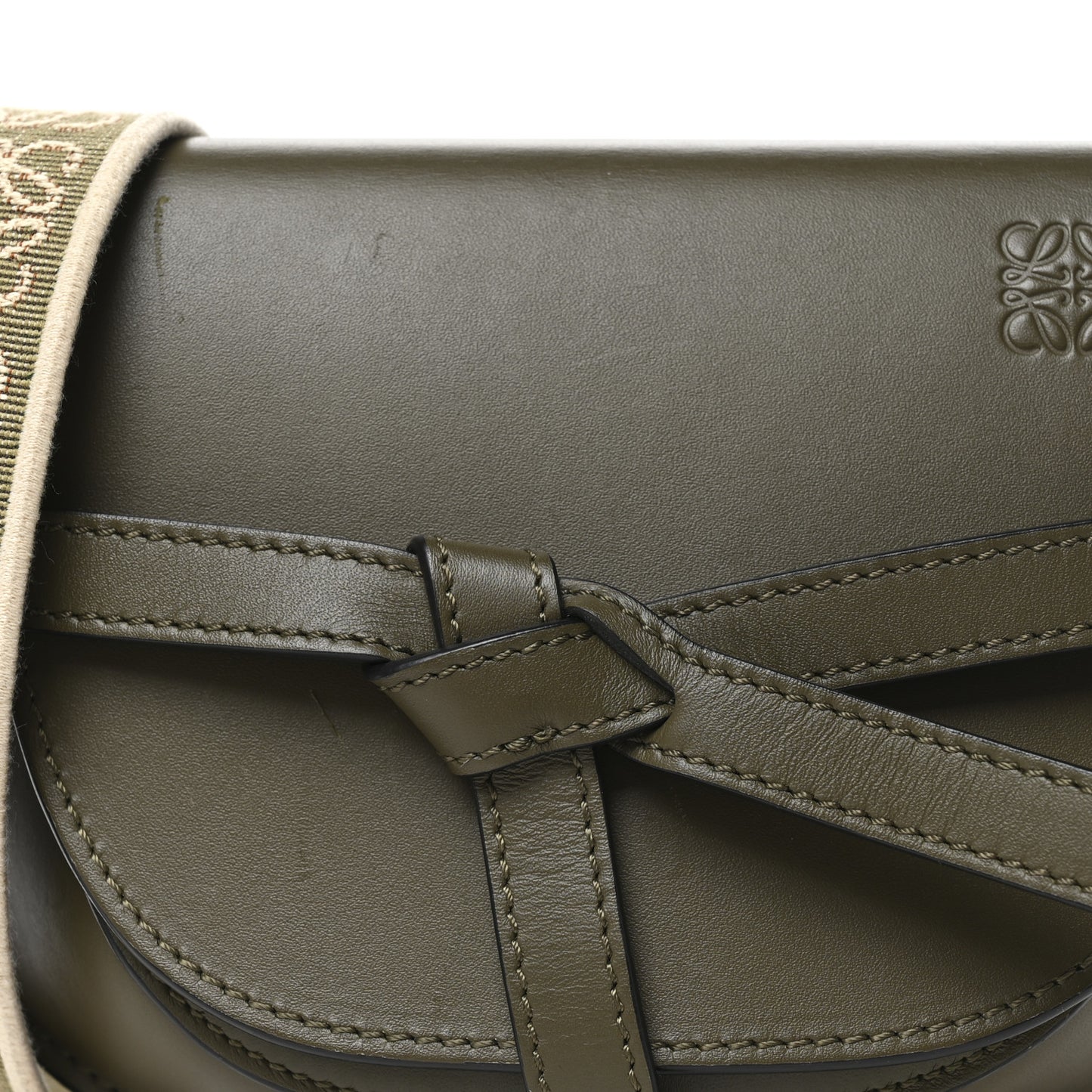 Calfskin Jacquard Mini Gate Dual Bag Autumn Green