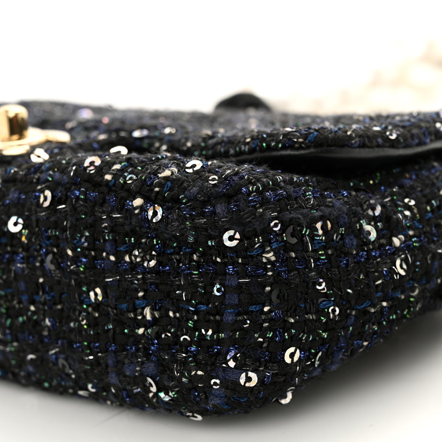 Tweed Mini Pearl Handle Flap Black Ecru
