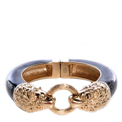 Chanel Enamel Lion Head Bracelet Black Gold 1 of 5