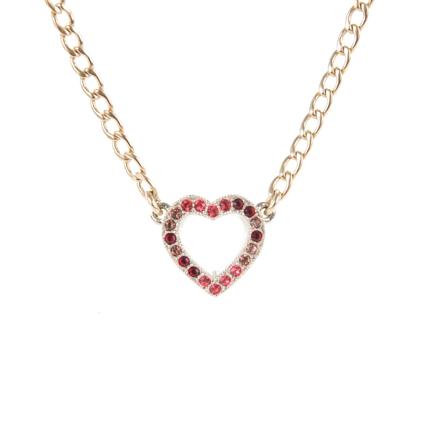 Crystal Heart Eye CC Charm Necklace Gold Silver