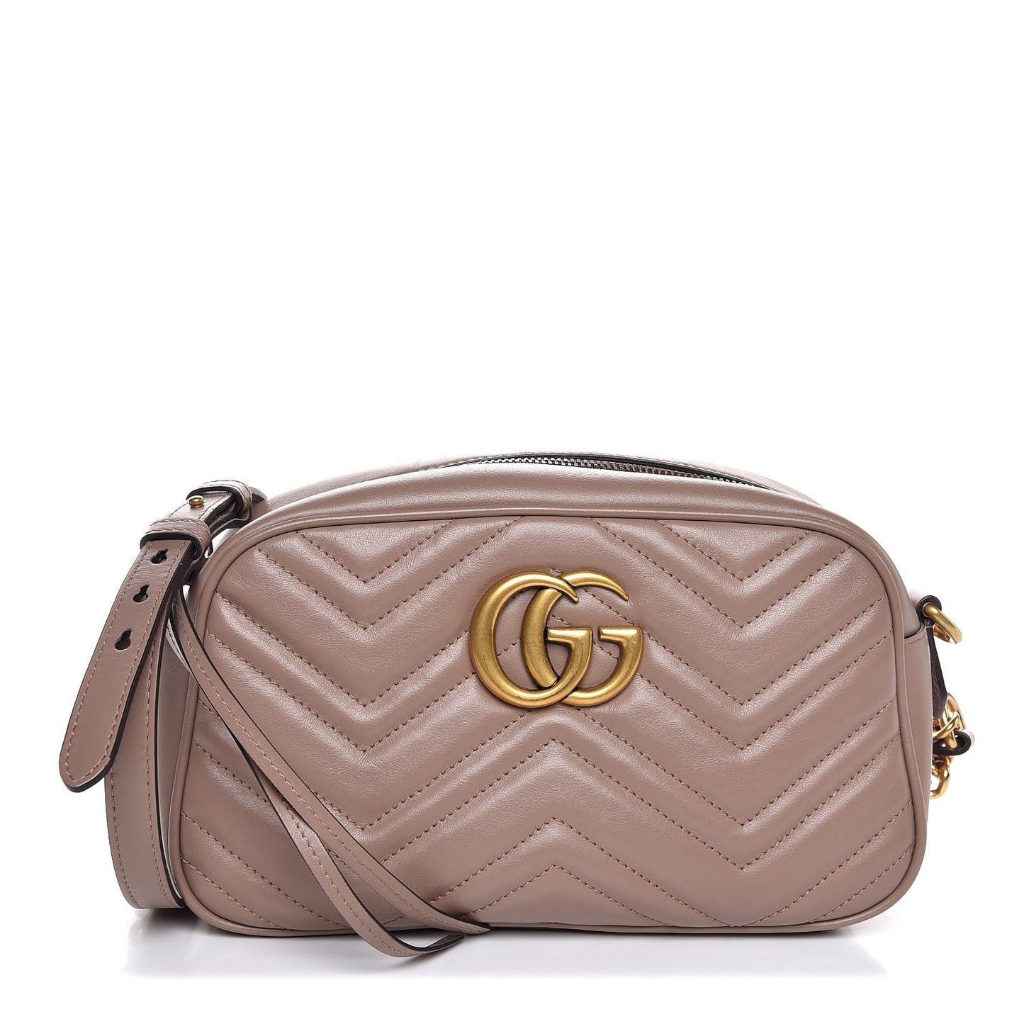 Calfskin Matelasse Small GG Marmont Chain Shoulder Bag Taupe