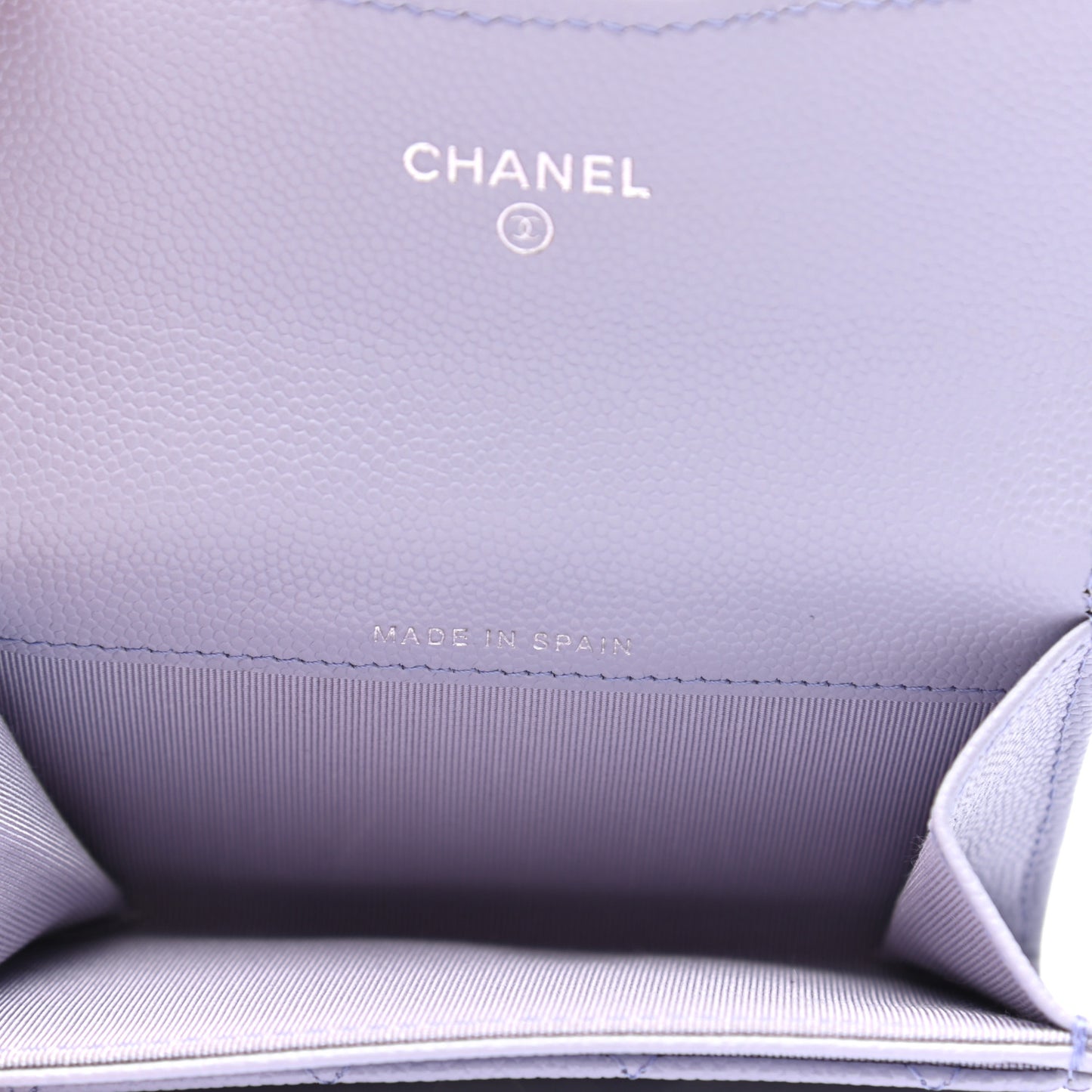Caviar Quilted Flap Card Holder Wallet Light Purple