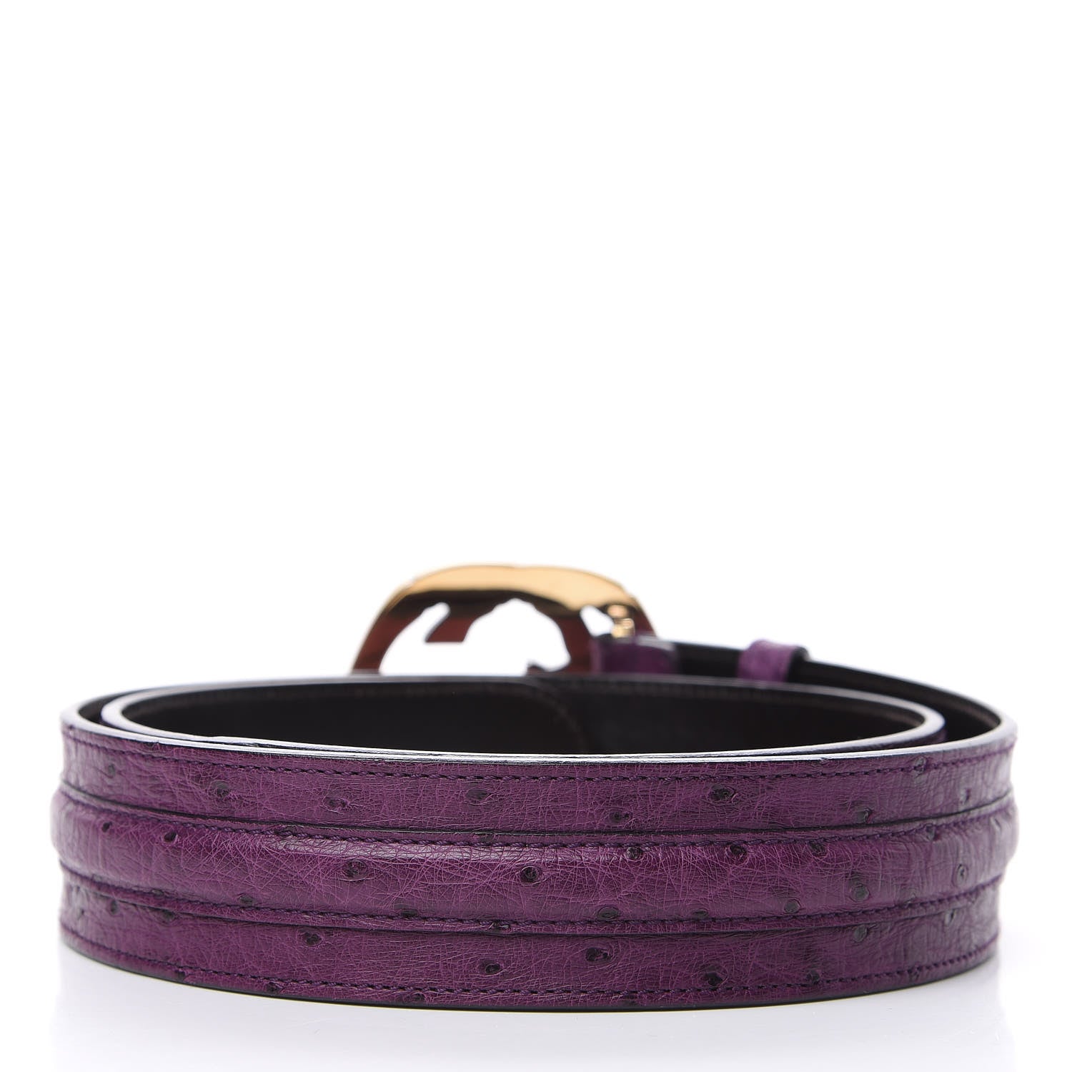 Gucci Ostrich Bamboo Interlocking G Belt 90 36 Purple 2 of 5