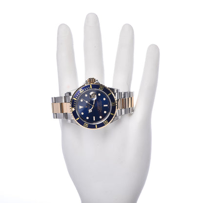 Rolex Stainless Steel 18K Yellow Gold 40mm Submariner Date Watch Royal Blue 16613 2 of 6