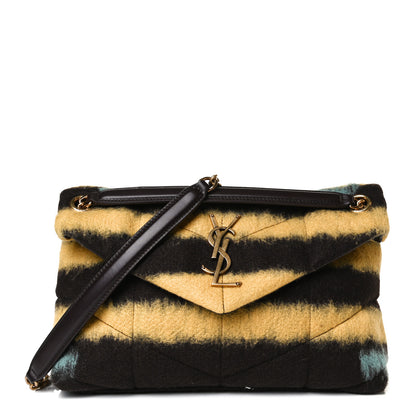 Saint Laurent Tie Dye Wool Quilted Small Loulou Puffer Monogram Chain Satchel Yellow Pacific Blue Dark Pecan 1 of 21