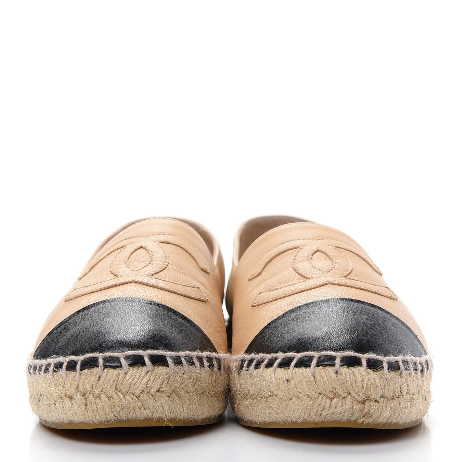 Chanel Lambskin CC Espadrilles 36 Beige Black 2 of 11