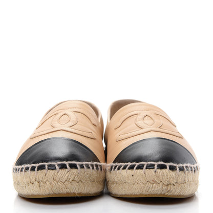 Chanel Lambskin CC Espadrilles 36 Beige Black 2 of 11