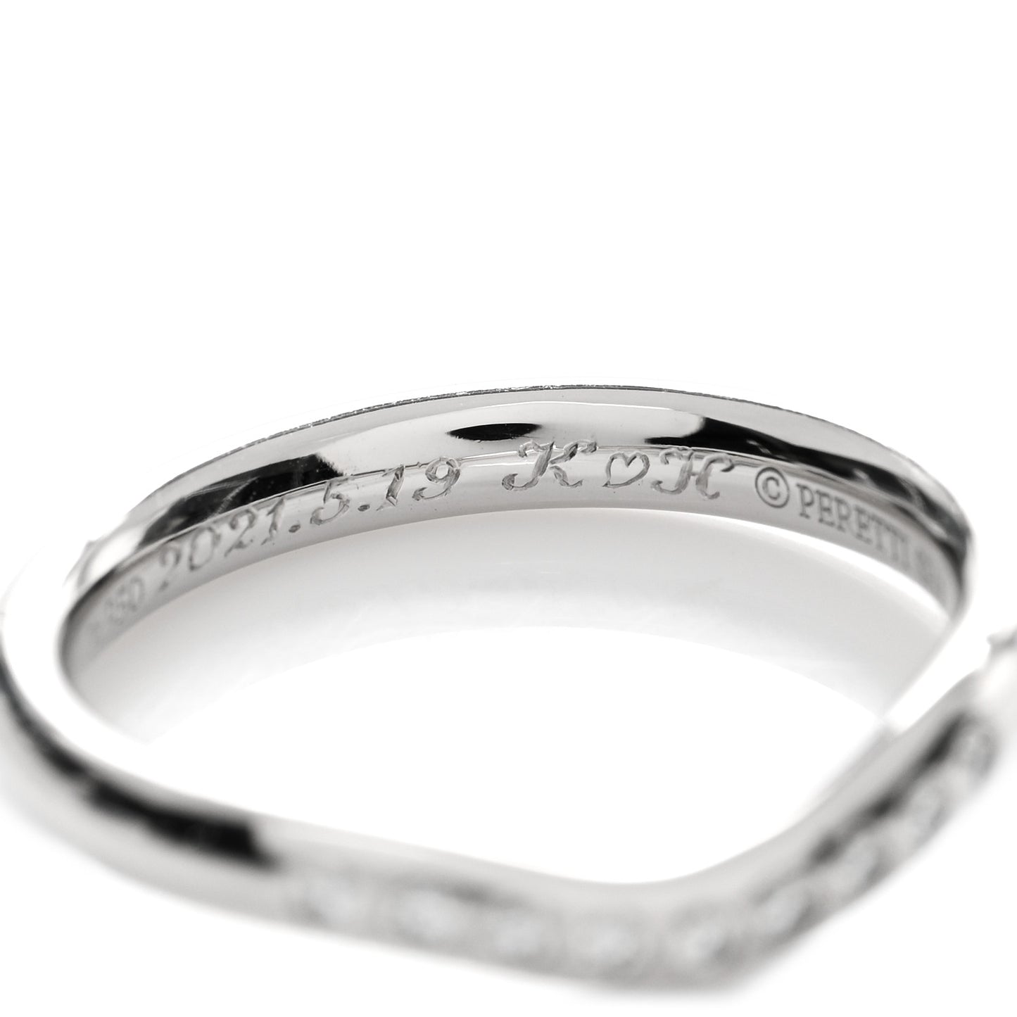 Platinum Diamond Elsa Peretti Curved Wedding Band Ring 45 3.5