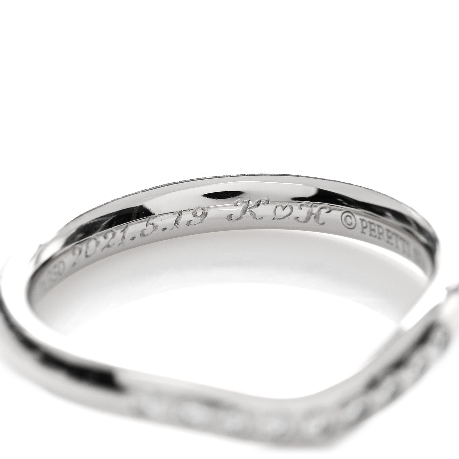 Tiffany Platinum Diamond Elsa Peretti Curved Wedding Band Ring 45 3.5 5 of 5