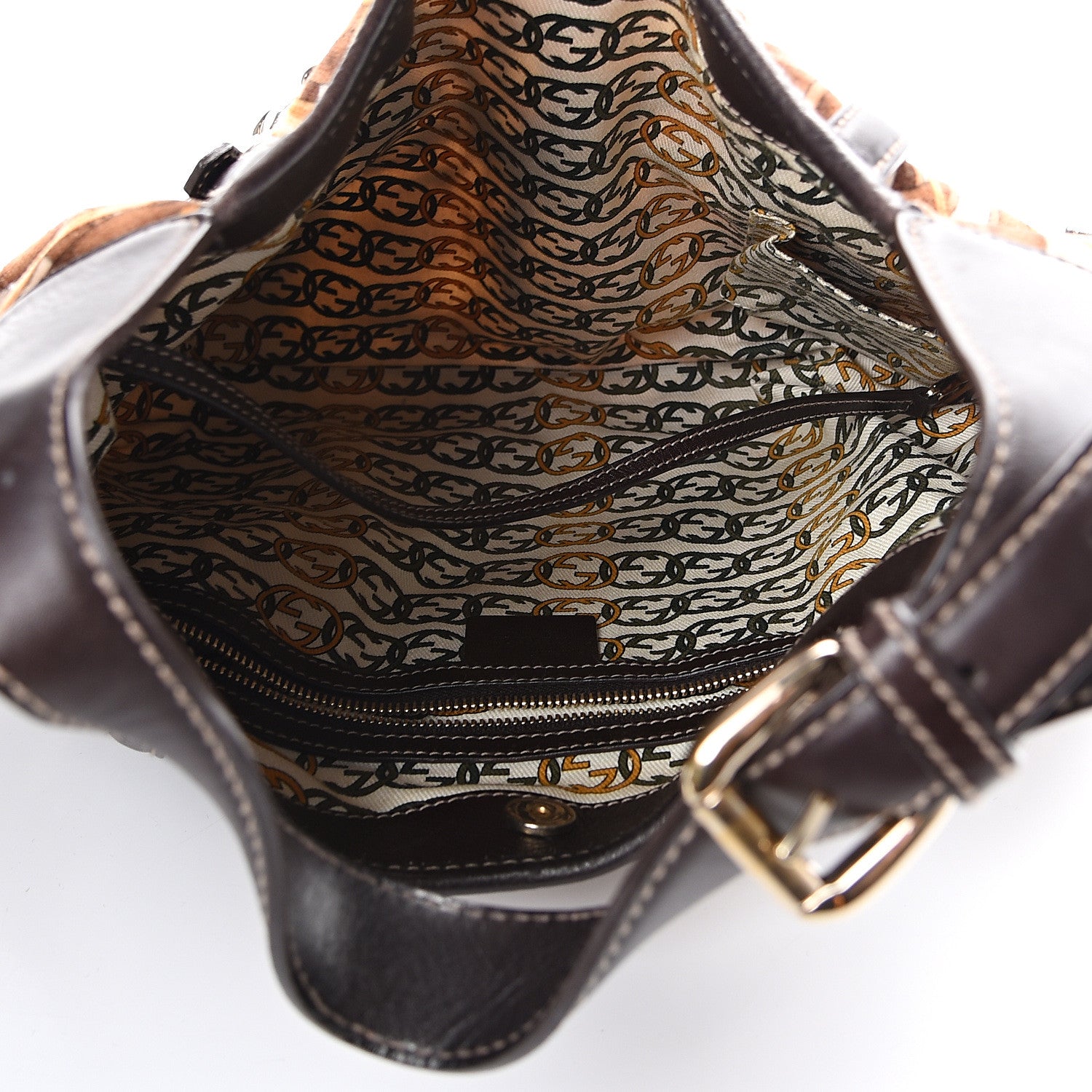 Gucci Velvet Large Horsebit 85th Anniversary Hobo Brown 4 of 10