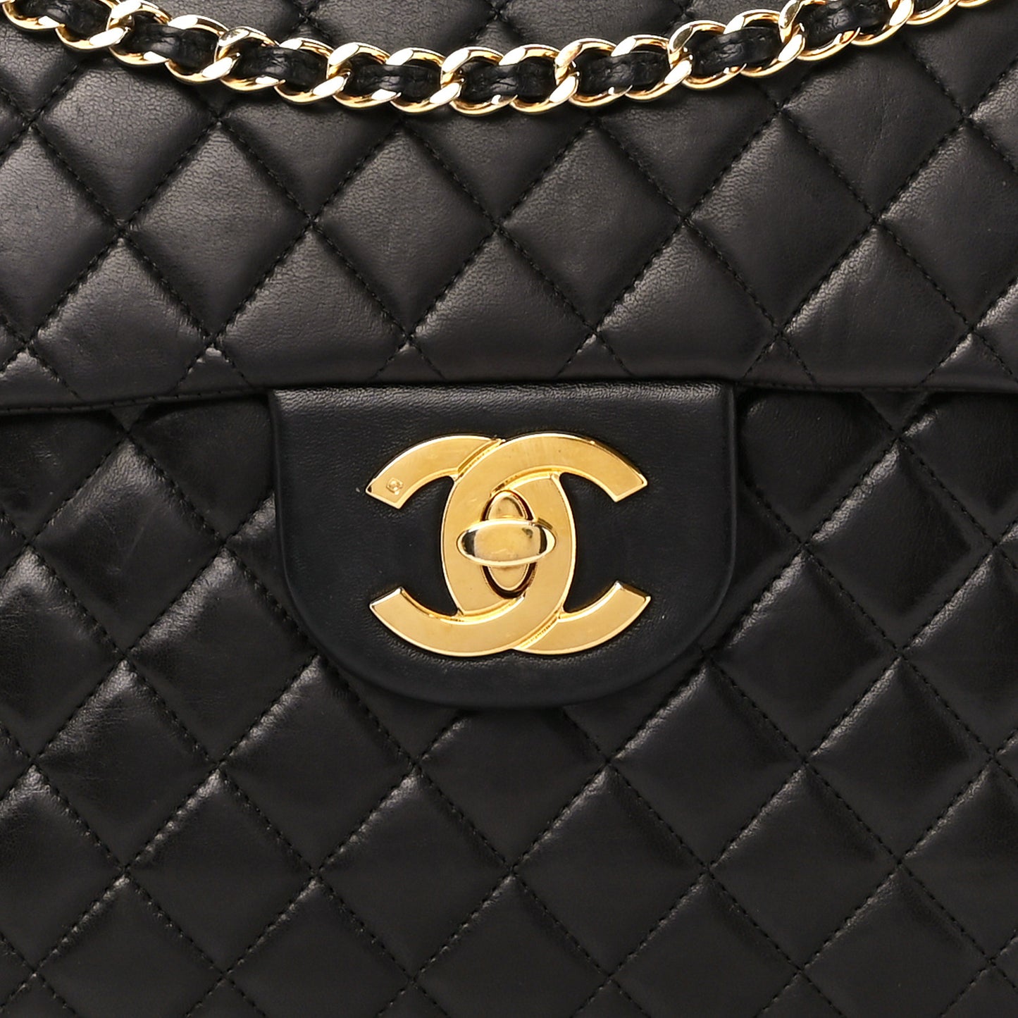 Lambskin Quilted XL Jumbo Single Flap Black