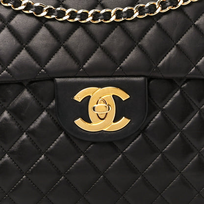 Chanel Lambskin Quilted XL Jumbo Single Flap Black 10 of 13