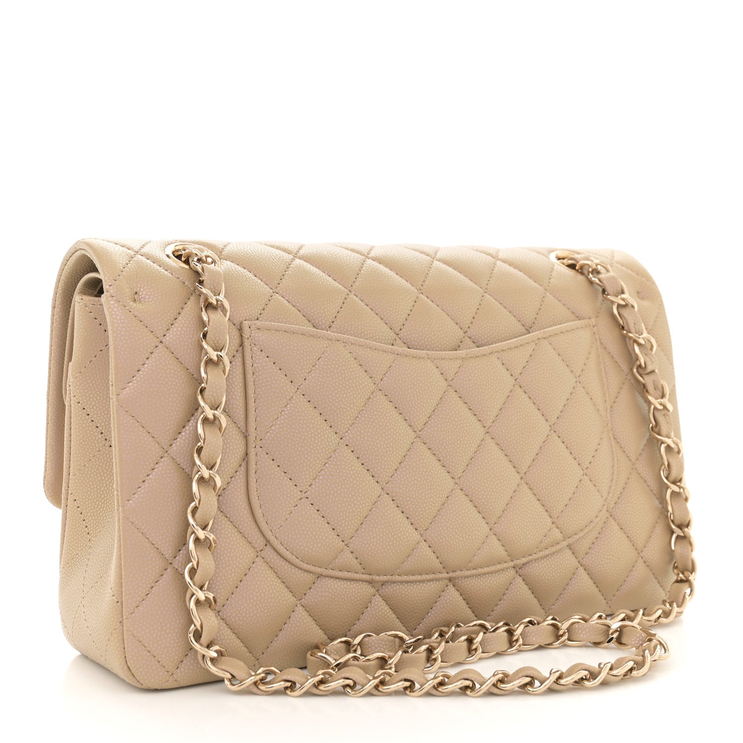 Chanel Iridescent Caviar Quilted Medium Double Flap Dark Beige 3 of 11