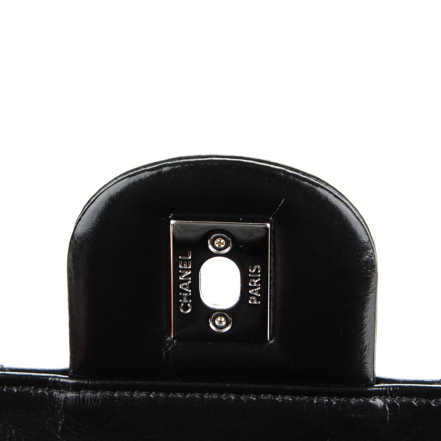 Glazed Calfskin Quilted Small CC Delivery Tote Black