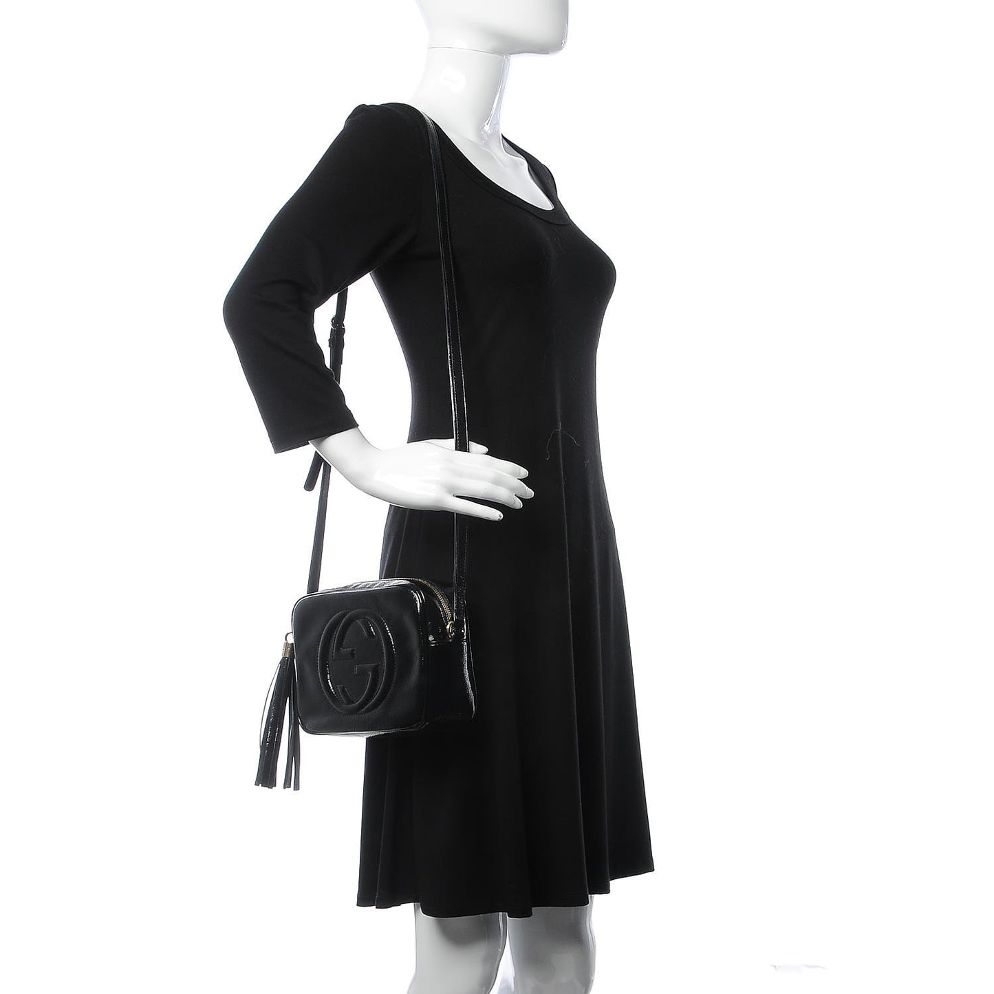Soft Patent Small Soho Disco Bag Black