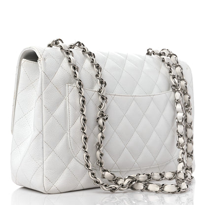 Chanel Caviar Quilted Jumbo Single Flap White 3 of 12